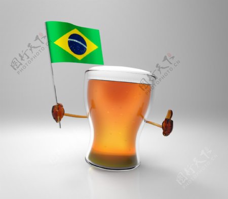 巴西国旗与啤酒图片