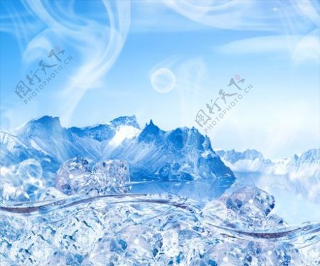 冰山冰块蓝色海景psd分层素材