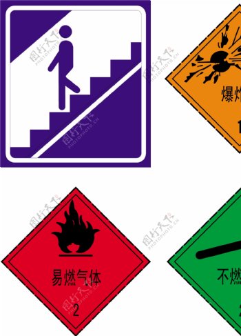 楼梯标志爆炸品标志易燃气体标志