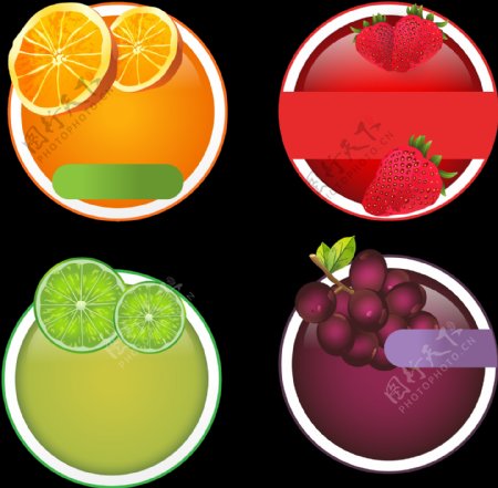 漂亮圆形水果标签图标免抠png透明素材