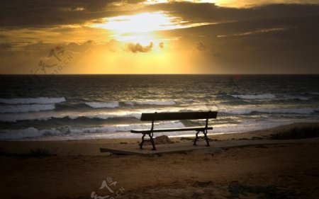 唯美海边夕阳风景图片