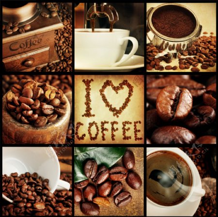 咖啡原料与咖啡图片