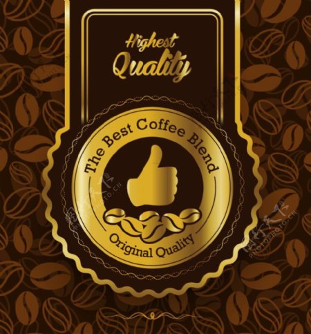 金色优质咖啡标签矢量素材