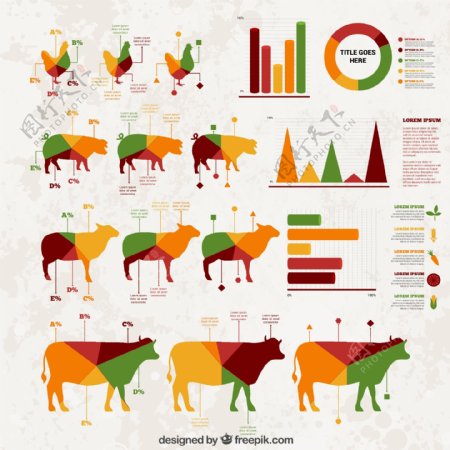 畜牧产品商务信息图矢量素材图片