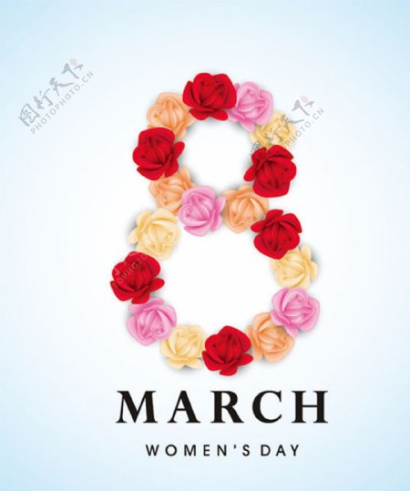 38妇女节创意矢量花朵海报设计素材