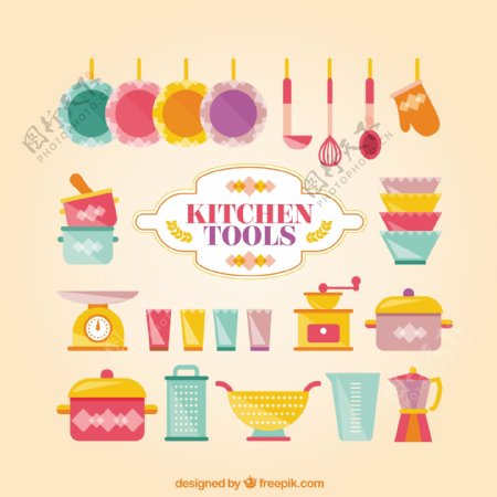 彩色的厨房工具