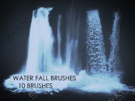 真实的10种瀑布流水效果Photoshop笔刷素材下载