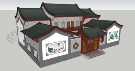 中式徽派建筑古宅院