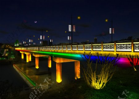 桥夜间亮化效果图
