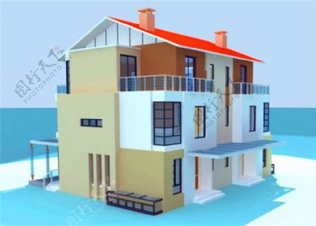 3D别墅建筑模型效果图