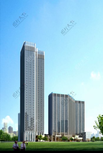 现代城市高楼建筑效果图