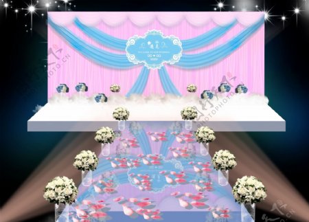 蓝紫布艺场景婚礼效果图