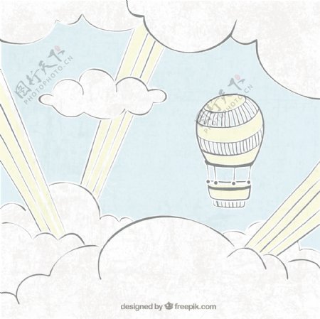 气球手绘云背景