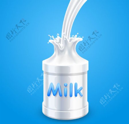 液态桶状牛奶矢量图