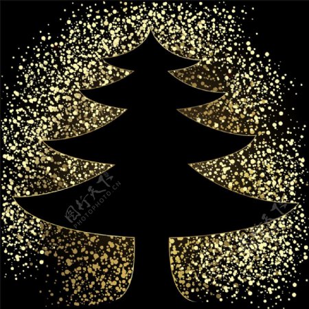 金色圣诞树背景图片