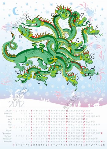 2012龙年日历模板