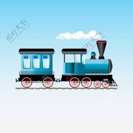卡通蓝色蒸汽火车