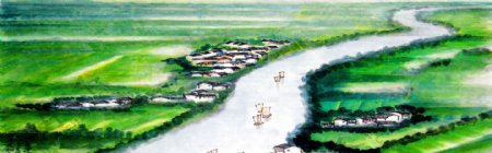 中国风水彩画淘宝海报背景