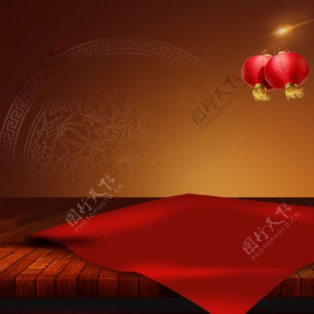 中国风红色灯笼淘宝主图背景