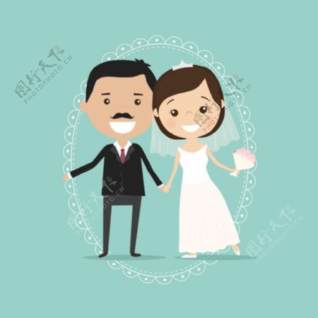 婚礼卡通人物主图