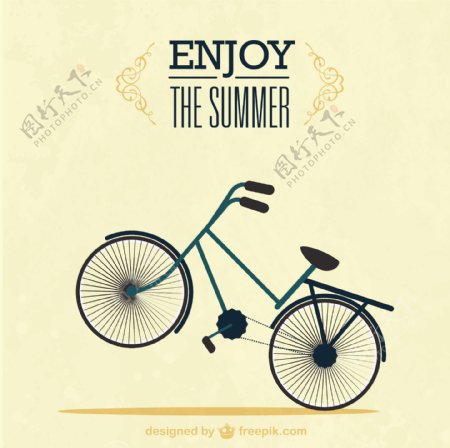 夏天的背景与美丽的自行车