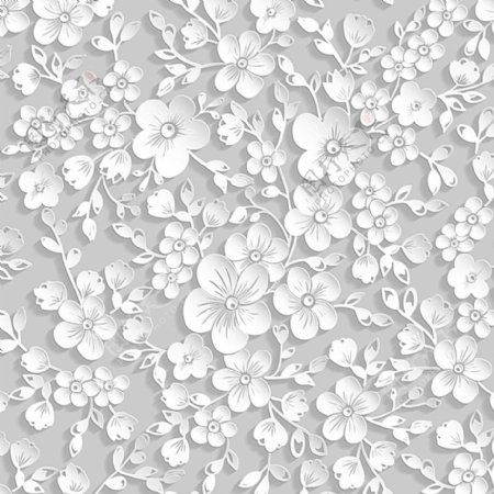 白色纸质花枝无缝背景图片