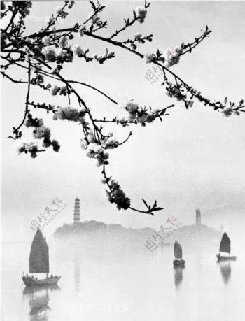 杭州西湖美景水墨风格