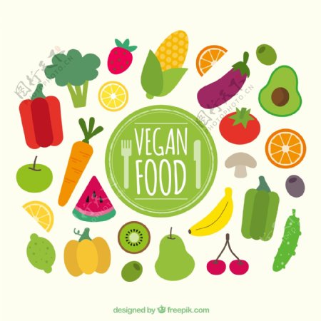 26种健康素食食物矢量图