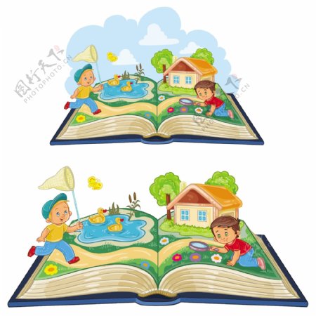 年轻的孩子们学习自然是一本打开的书