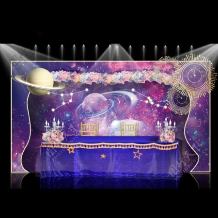 紫色婚礼舞台布置效果图