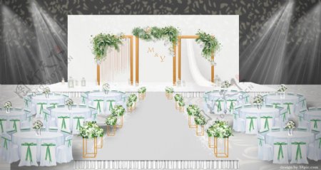 室内设计小清新婚礼主舞台psd效果图