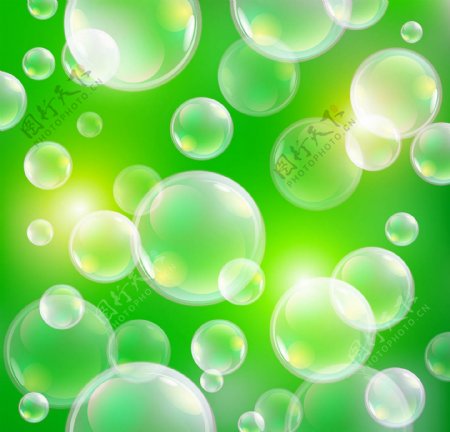 绿色背景泡泡素材彩色气泡