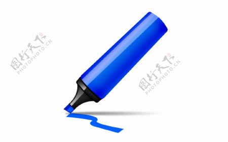 蓝色彩色笔icon图标设计