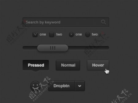 黑色网页搜索框按钮滑块进度条素材