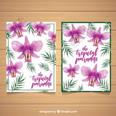漂亮的热带水彩花卡片