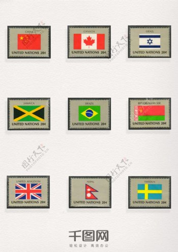国旗图案邮票元素装饰