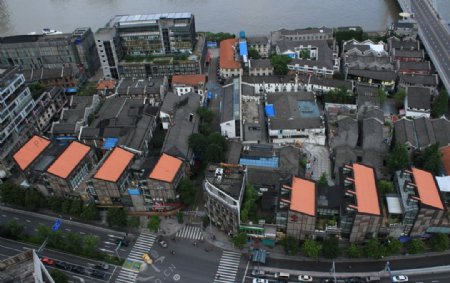 宁波外滩街景俯拍