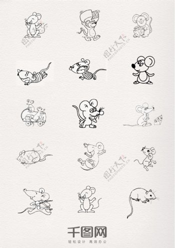 老鼠线条动物简笔画