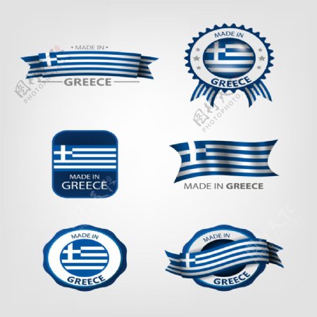 各式创意希腊国旗元素矢量