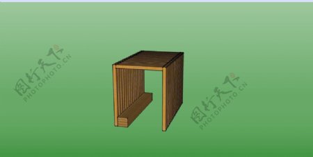 纯木廊架加木盒坐凳