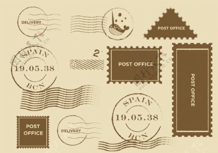 咖啡色邮票标签
