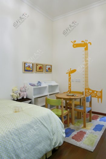 现代童趣卧室彩绘墙面室内装修效果图
