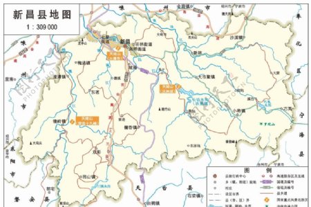 浙江绍兴市新昌县标准地图32K