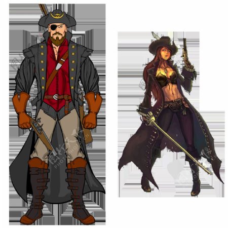 两个威猛的海盗免抠png透明图层素材