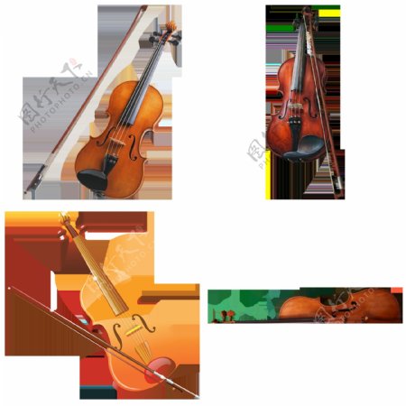 四个漂亮的小提琴免抠png透明图层素材