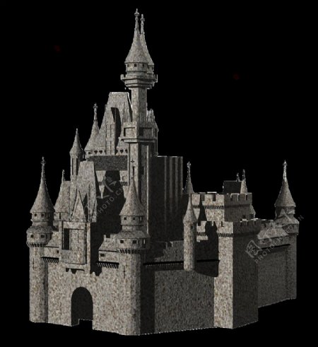 灰色3d城堡免抠png透明图层素材
