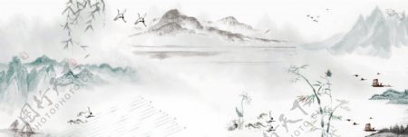 中国风山河风景背景图