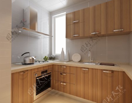 中式现代风格厨房橱柜装修效果图