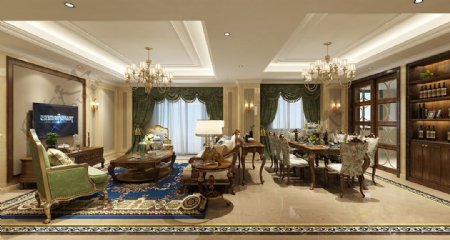 欧式高级客厅金边地毯室内装修效果图