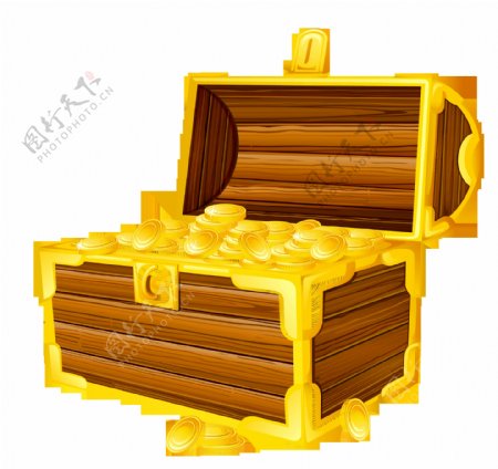 金黄色金银财宝箱子免抠png透明图层素材